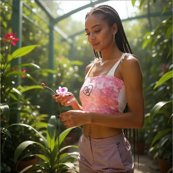 Yin Yang Tie Dye Pink & White Cami Top by Zemeta – Cosmic Balance Edition NWT M - Picture 1 of 6